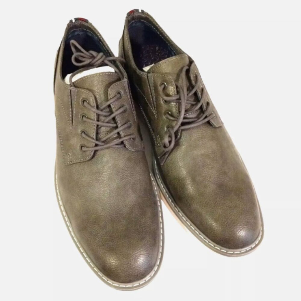 Ben Sherman Mens Oxford Dress Shoes 8M Gray Faux Leather Lace Up NIB